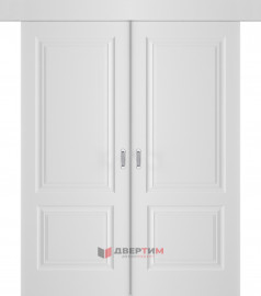 Межкомнатная дверь Симпл-5 ПГ эмаль белая КУПЕ двухстворчатая РУМАКС